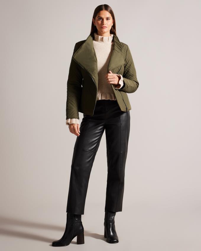 Manteau Ted Baker Mini Quilted Wrap With High Collar Kaki Femme | IPV-32842610